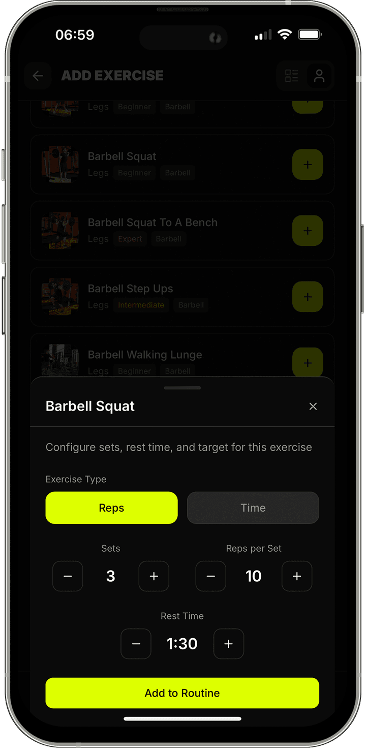 Smart routine builder screen